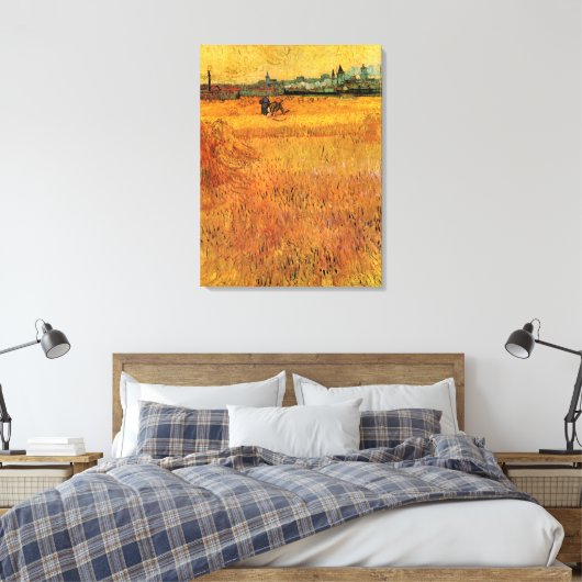 Arles: Uitzicht van Wheat Fields door Vincent van  Canvas Afdruk (Insitu (Slaapkamer))