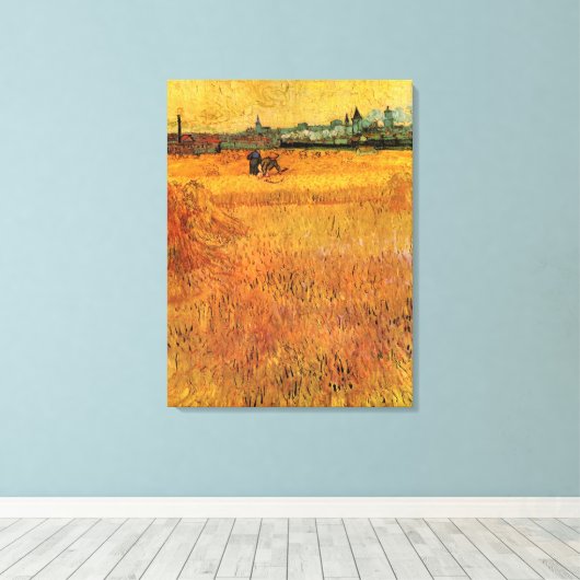 Arles: Uitzicht van Wheat Fields door Vincent van  Canvas Afdruk (Insitu (Houten vloer))