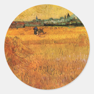 Arles: Uitzicht van Wheat Fields door Vincent van  Ronde Sticker