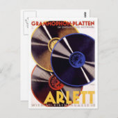 Arlett Grammophon Platten Vintage Ad Briefkaart (Voorkant / Achterkant)