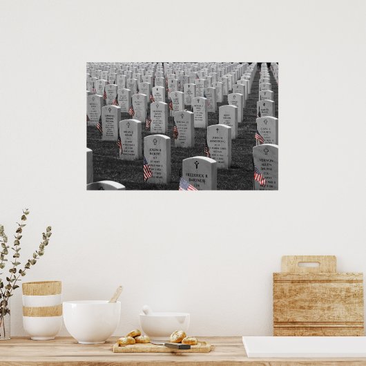 Arlington B&W-vlag Kleur Poster (Keuken)