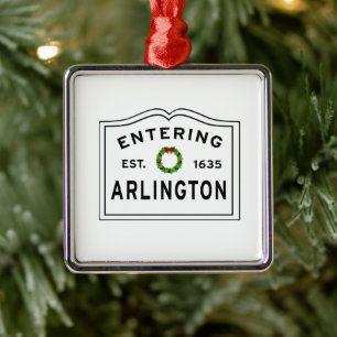 Arlington, MA Holiday Wreated Ceramic Ornament
