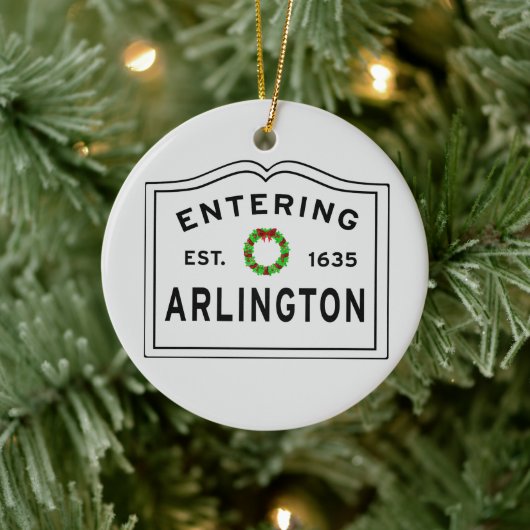 Arlington, MA Holiday Wreated Ceramic Ornament (Boom)