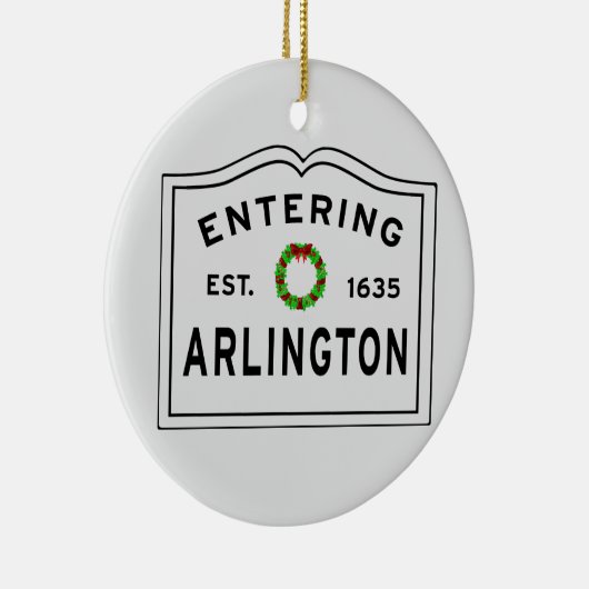 Arlington, MA Holiday Wreated Ceramic Ornament (Rechts)