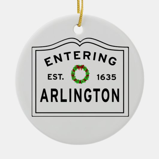 Arlington, MA Holiday Wreated Ceramic Ornament (Voorkant)