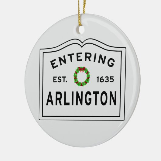 Arlington, MA Holiday Wreated Ceramic Ornament (Links)