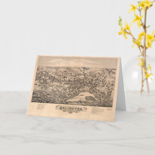 Arlington Massachusetts (1884) Kaart (Gele Bloem)