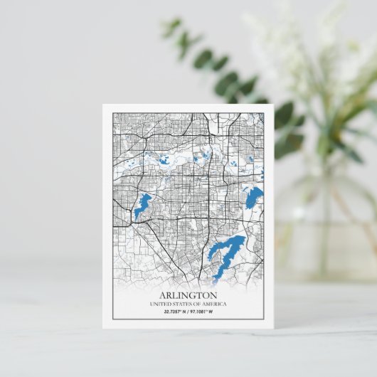 Arlington Texas City Travel City Map Briefkaart (Staand voorkant)