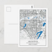Arlington Texas City Travel City Map Briefkaart (Voorkant / Achterkant)