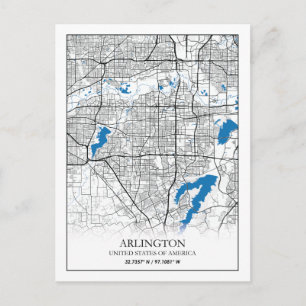 Arlington Texas City Travel City Map Briefkaart