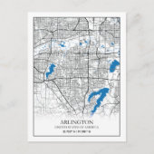 Arlington Texas City Travel City Map Briefkaart (Voorkant)