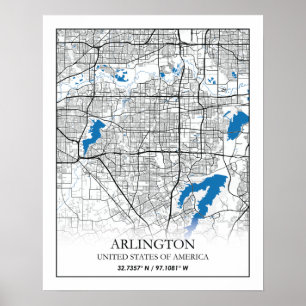 Arlington Texas City Travel City Map Poster