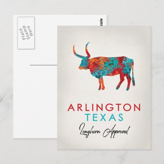 Arlington Texas Colorful Longhorn Briefkaart (Voorkant / Achterkant)