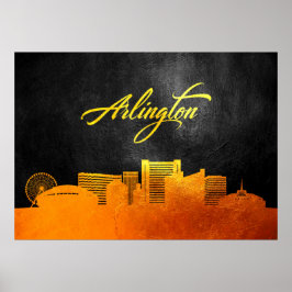 Arlington Texas Gold Skyline Poster