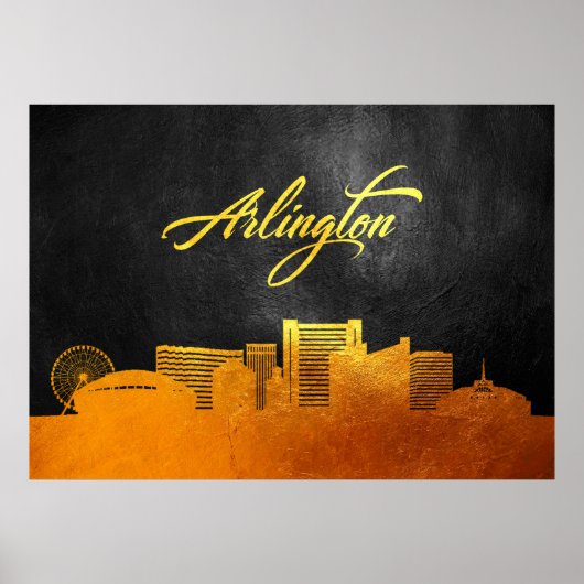 Arlington Texas Gold Skyline Poster (Voorkant)
