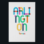 Arlington Texas Mid Century, Pop Art, Imitatie Canvas Print<br><div class="desc">Arlington Texas klassieke retro teruggooistijl uit de jaren 70 en 80. Heldere primaire kleuren in de 20e-eeuwse abstracte kunststijl met eenvoudige geometrische elementen.  pop kunst. Simpel gewaagd,  draag je geboortestad hardop.</div>