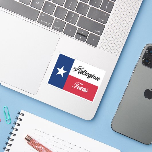 Arlington Texas Sticker (Laptop met iPhone)