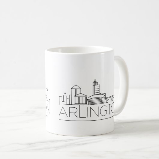 Arlington, Texas Stylized Skyline Coffee Mok (Voorkant rechts)