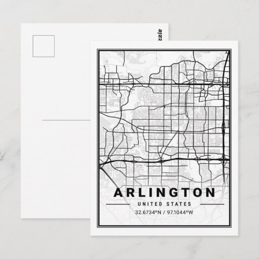 Arlington Texas USA Travel City Map Poster Briefkaart (Voorkant / Achterkant)