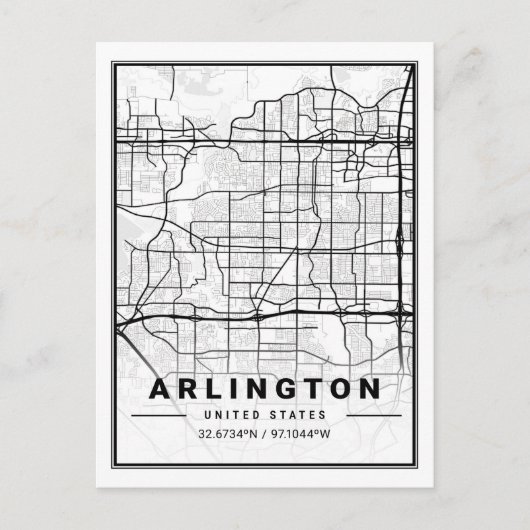 Arlington Texas USA Travel City Map Poster Briefkaart (Voorkant)