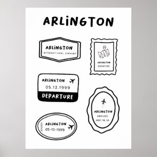 Arlington - Travel Stamp Collectie   minimalistisc Poster