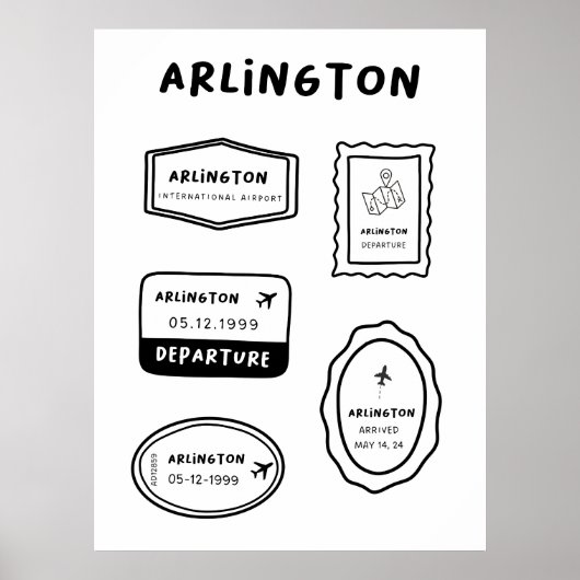 Arlington - Travel Stamp Collectie | minimalistisc Poster (Voorkant)