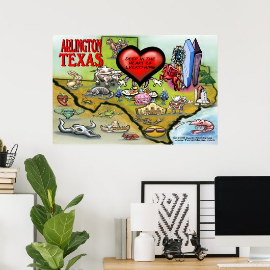 Arlington TX Map Poster (Thuiskantoor)