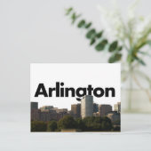 Arlington TX Skyline met Arlington in de hemel Briefkaart (Staand voorkant)