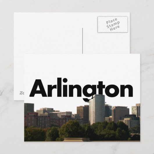 Arlington TX Skyline met Arlington in de hemel Briefkaart (Voorkant / Achterkant)