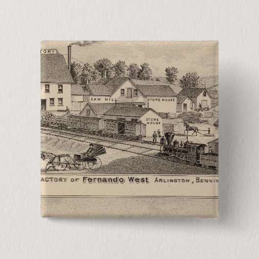 Arlington Vermont Vierkante Button 5,1 Cm (Voorkant)