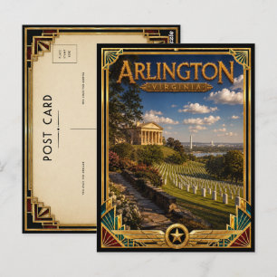 Arlington Virginia Vintage Art Deco Gouden Tijdper Briefkaart