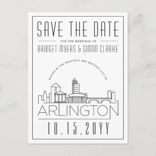 Arlington Wedding | De gestileerde Veldlijn sparen Briefkaart (Voorkant)