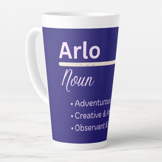 Arlo Boy Personalized Name Definition Latte Mok (Linkerhoek)