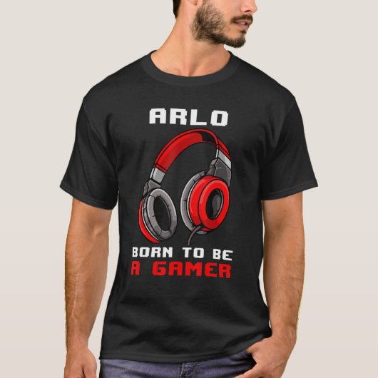 Arlo Geboren als gamer op maat T-shirt (Voorkant)
