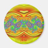 ARLO ~ Geel, Oranje en blauw ~ Verbluffend design Magneet (Voorkant)