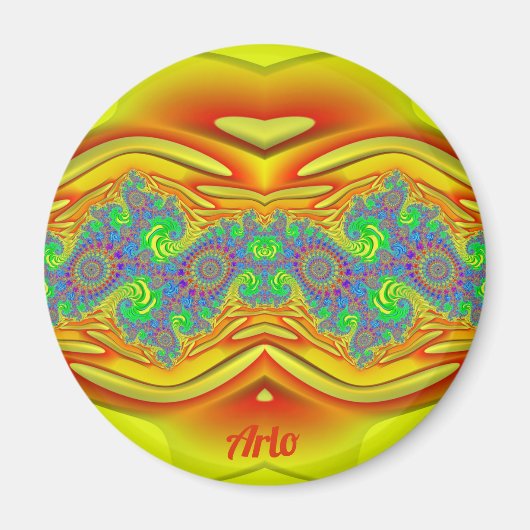 ARLO ~ Geel, Oranje en blauw ~ Verbluffend design Magneet (Voorkant)