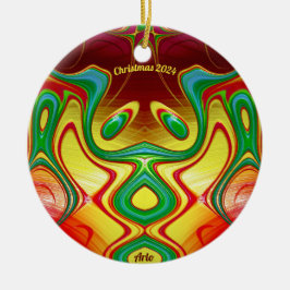 ARLO ~ KERST Helder Geel Rood Groen 2024 Keramisch Ornament