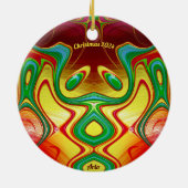 ARLO ~ KERST Helder Geel Rood Groen 2024 Keramisch Ornament (Achterkant)