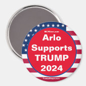 Arlo ondersteunt TRUMP 2024 Patriottische magneet (Voorkant / Achterkant)