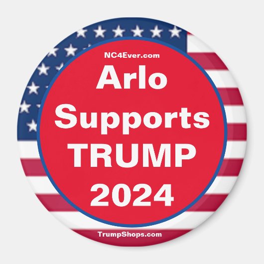 Arlo ondersteunt TRUMP 2024 Patriottische magneet (Voorkant)