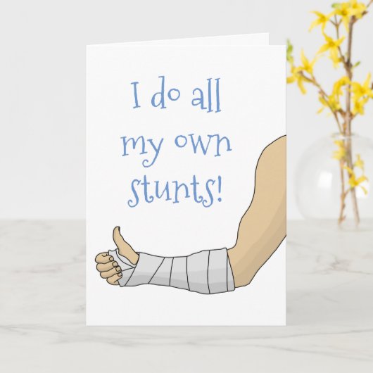 Arm Cast grappig, ik doe al mijn eigen stunts Kaar Kaart (Gele Bloem)