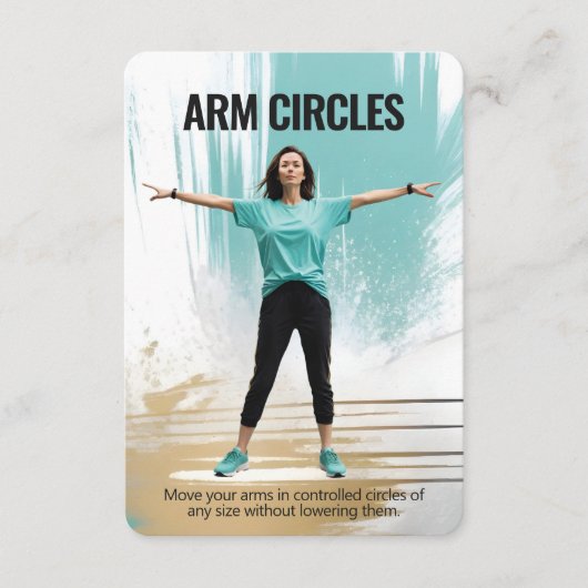Arm Circles Fitness Kaart met Blauwe Achterkant (Voorkant)