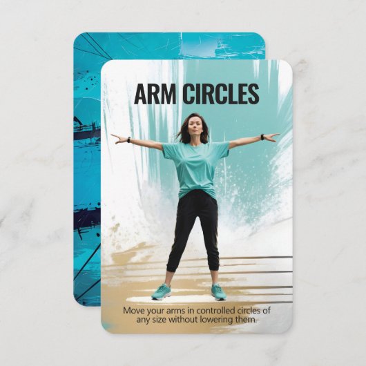 Arm Circles Fitness Kaart met Blauwe Achterkant (Voorkant / Achterkant)