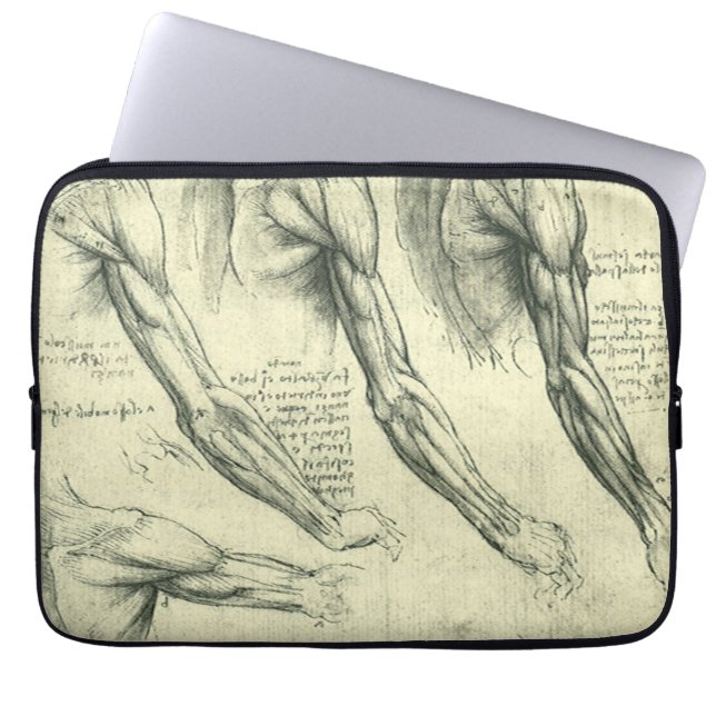 Arm en schouder Anatomie door Leonardo da Vinci Laptop Sleeve (Voorkant)