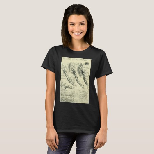 Arm en schouder Anatomie door Leonardo da Vinci T-shirt (Voorkant volledig)
