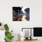 Arm van de Seine bij Giverny bij zonsopgang Poster (Thuiskantoor)