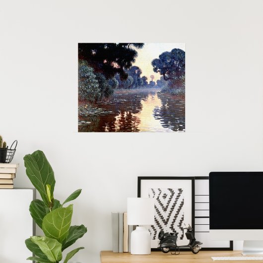 Arm van de Seine bij Giverny bij zonsopgang Poster (Thuiskantoor)