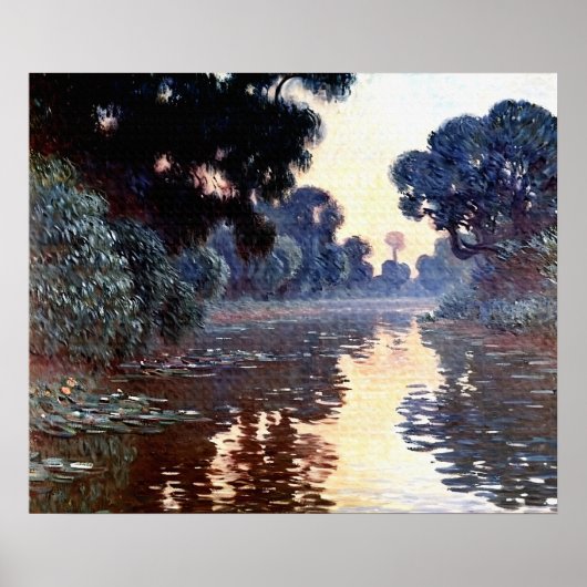 Arm van de Seine bij Giverny bij zonsopgang Poster (Voorkant)