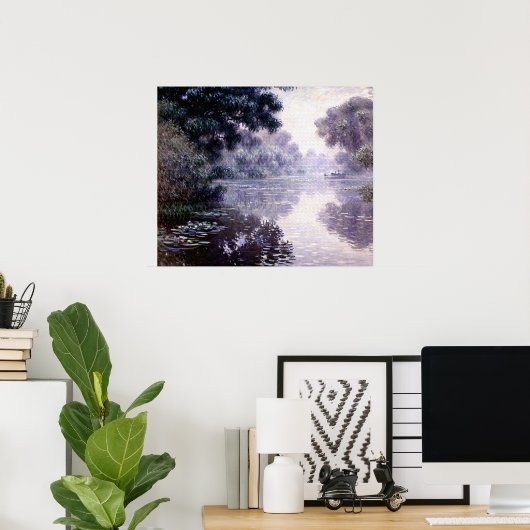 Arm van de Seine bij Giverny in de mist Poster (Thuiskantoor)