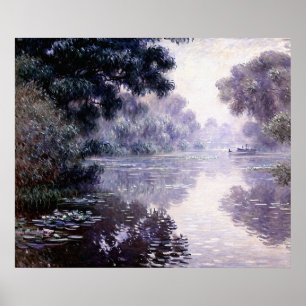 Arm van de Seine bij Giverny in de mist Poster